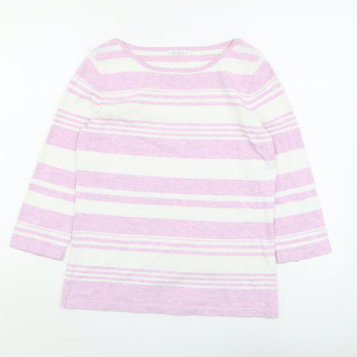 Berkertex Womens Purple Round Neck Striped Viscose Pullover Jumper Size 14