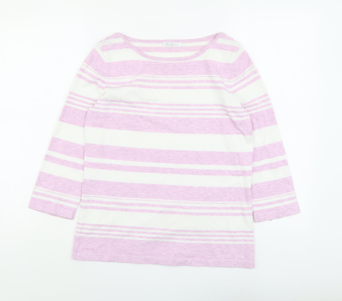Berkertex Womens Purple Round Neck Striped Viscose Pullover Jumper Size 14