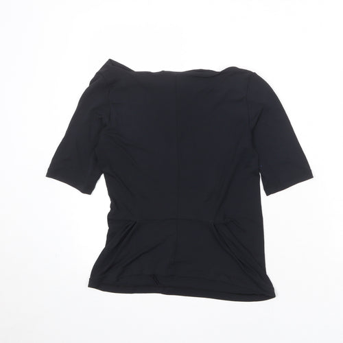 Karen Millen Womens Black Polyester Basic Blouse Size 10 Round Neck