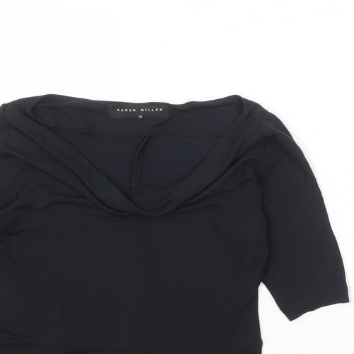 Karen Millen Womens Black Polyester Basic Blouse Size 10 Round Neck