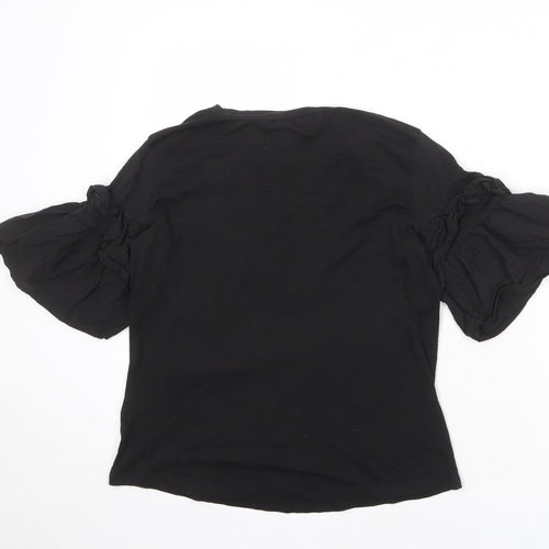 Divided by H&M Womens Black 100% Cotton Basic T-Shirt Size S Round Neck