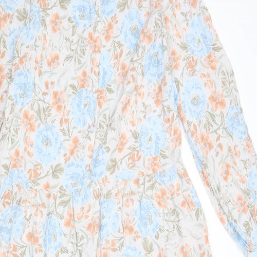 Warehouse Womens White Floral Viscose Maxi Size 12 V-Neck Button