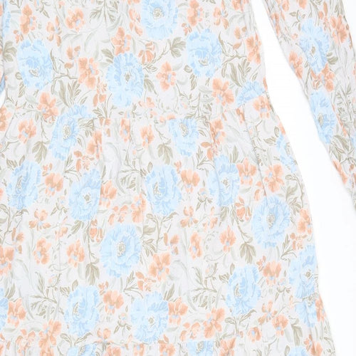 Warehouse Womens White Floral Viscose Maxi Size 12 V-Neck Button