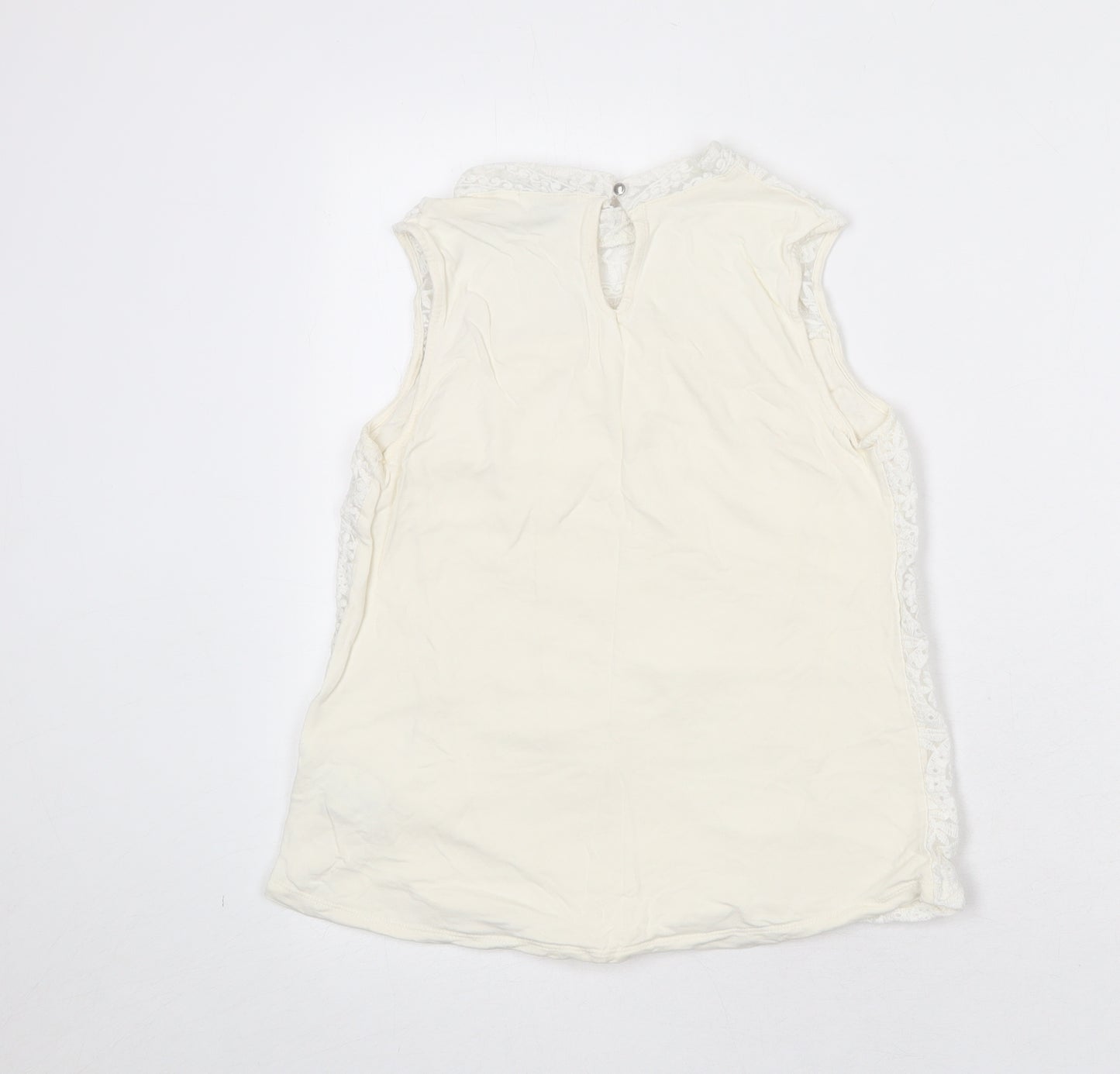 H&M Womens Ivory Cotton Basic Tank Size S Round Neck