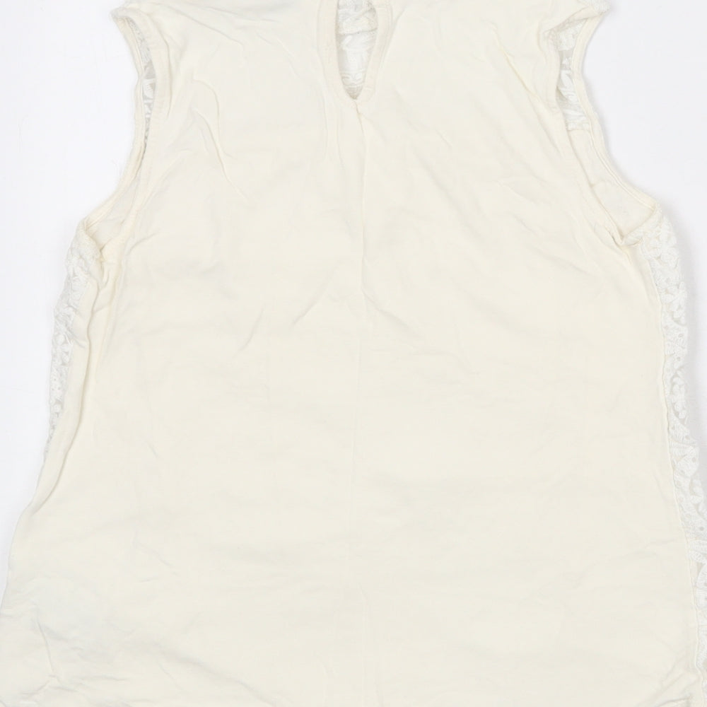 H&M Womens Ivory Cotton Basic Tank Size S Round Neck