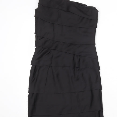 Max And Cleo Womens Black Polyester Bodycon Size L One Shoulder Zip