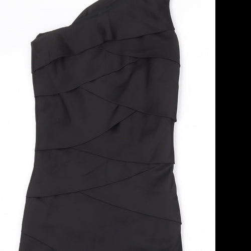 Max And Cleo Womens Black Polyester Bodycon Size L One Shoulder Zip
