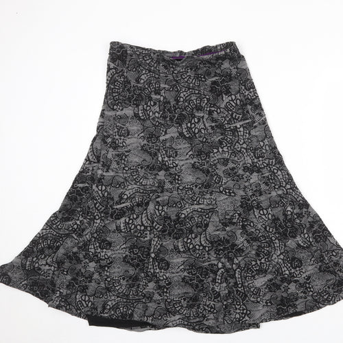 Per Una Womens Grey Geometric Polyester Swing Skirt Size 8