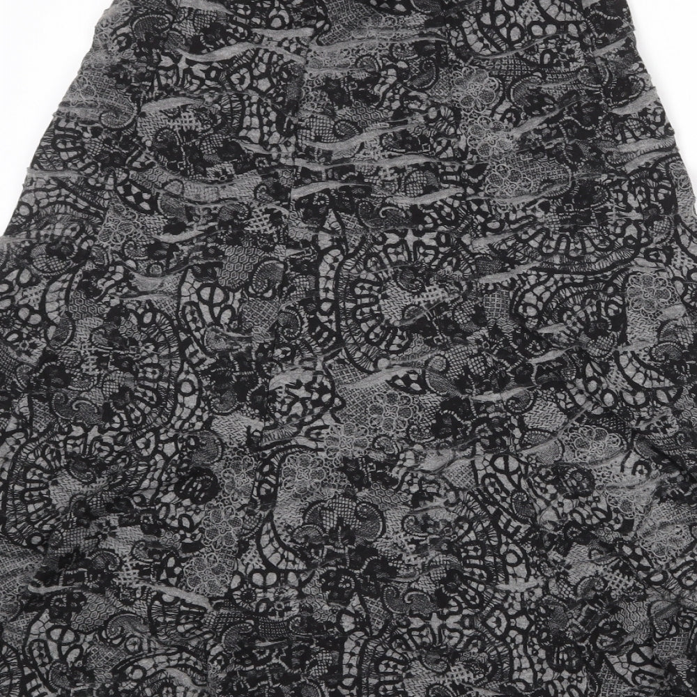 Per Una Womens Grey Geometric Polyester Swing Skirt Size 8
