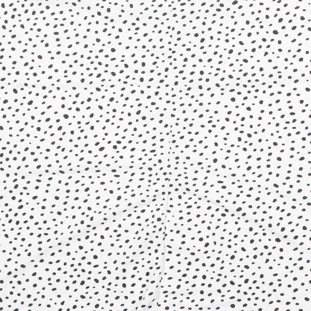 New Look Womens White Geometric Polyester Basic Blouse Size 12 Round Neck