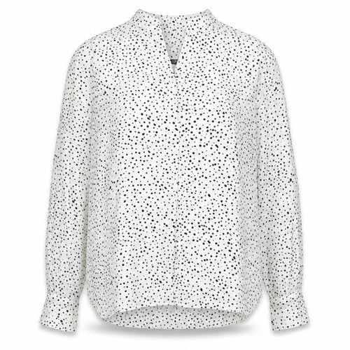 Mango Womens White Polka Dot Polyester Basic Blouse Size S V-Neck