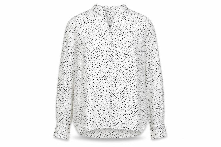 Mango Womens White Polka Dot Polyester Basic Blouse Size S V-Neck