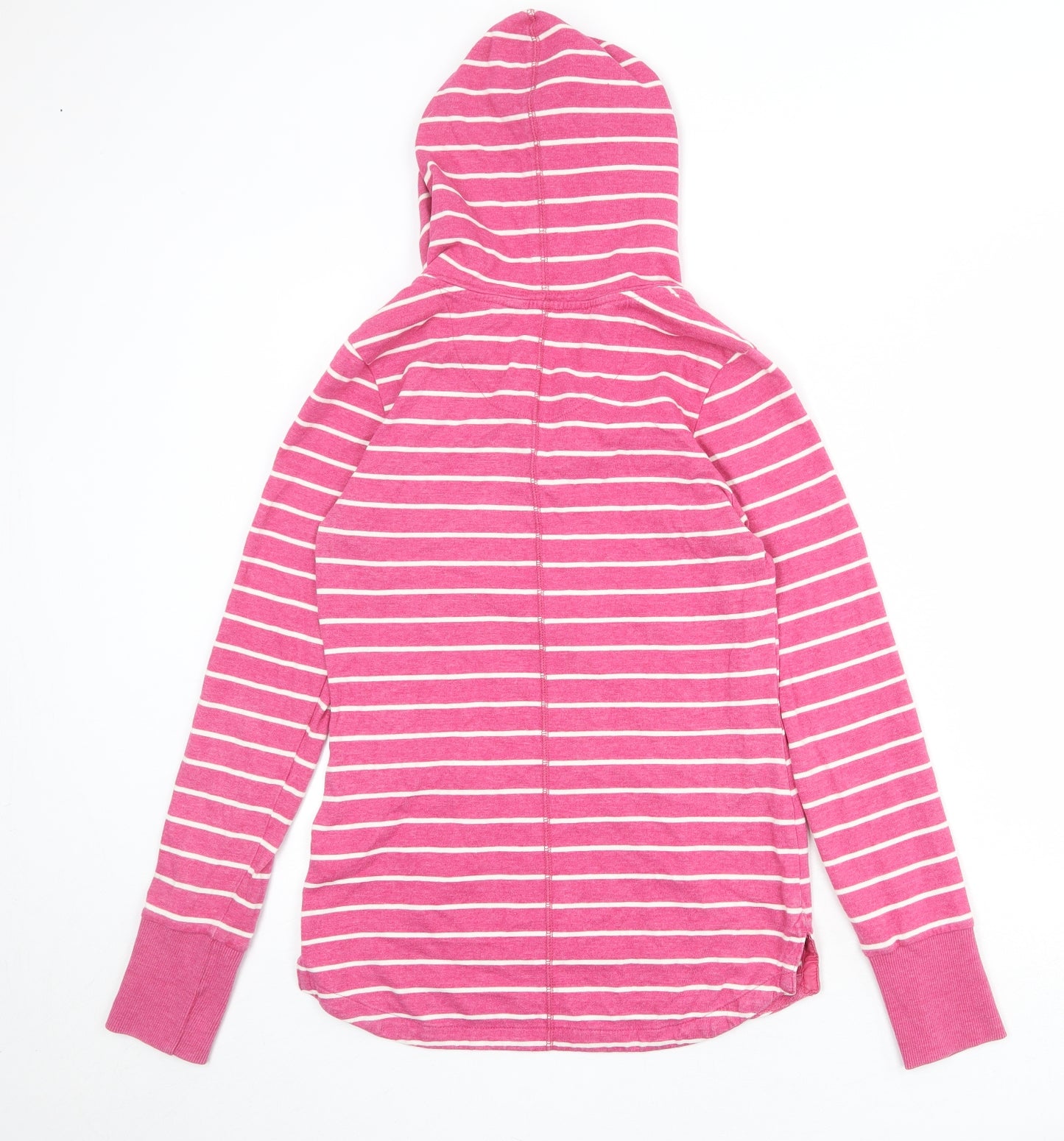 NEXT Womens Pink Striped Cotton Pullover Hoodie Size 8 Button