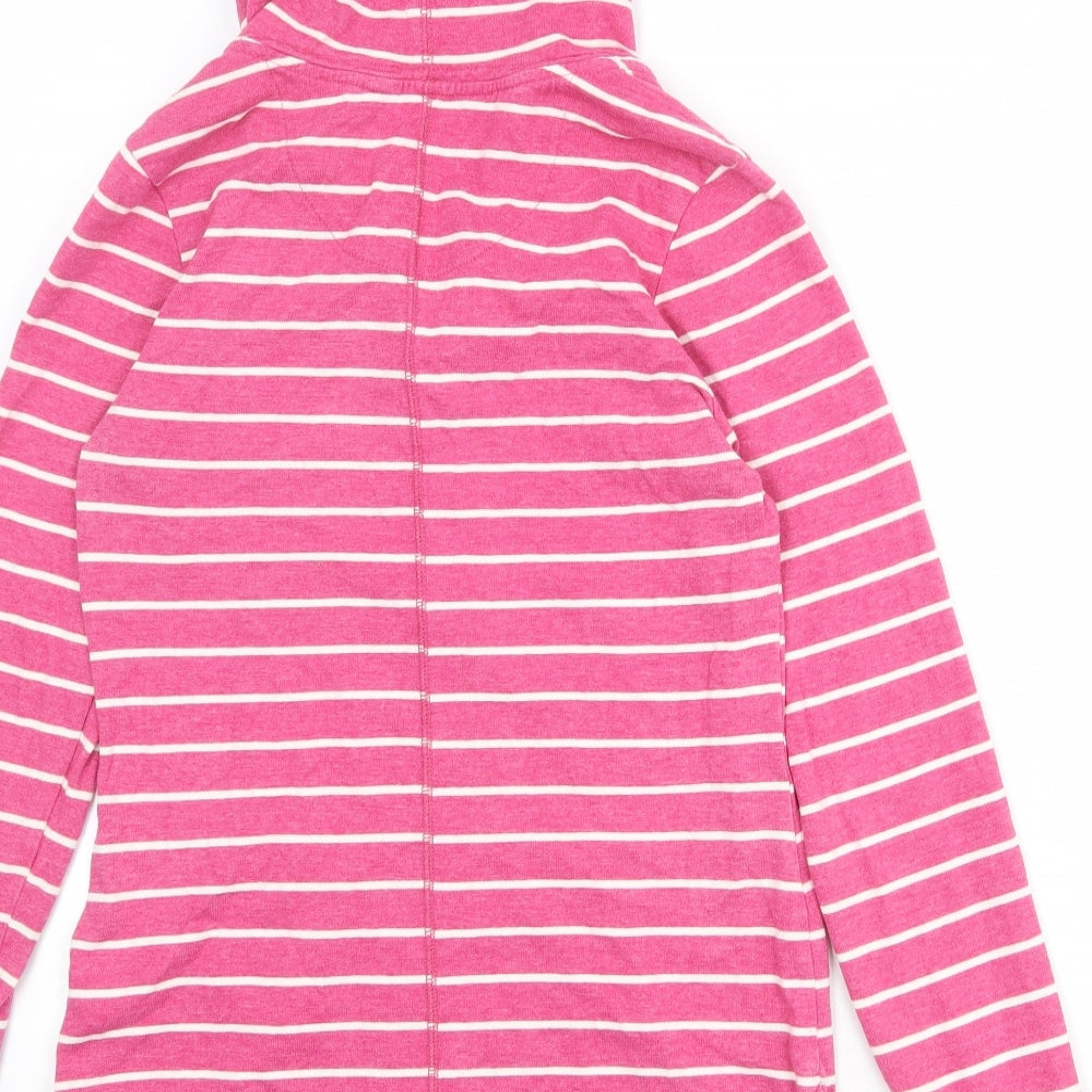NEXT Womens Pink Striped Cotton Pullover Hoodie Size 8 Button