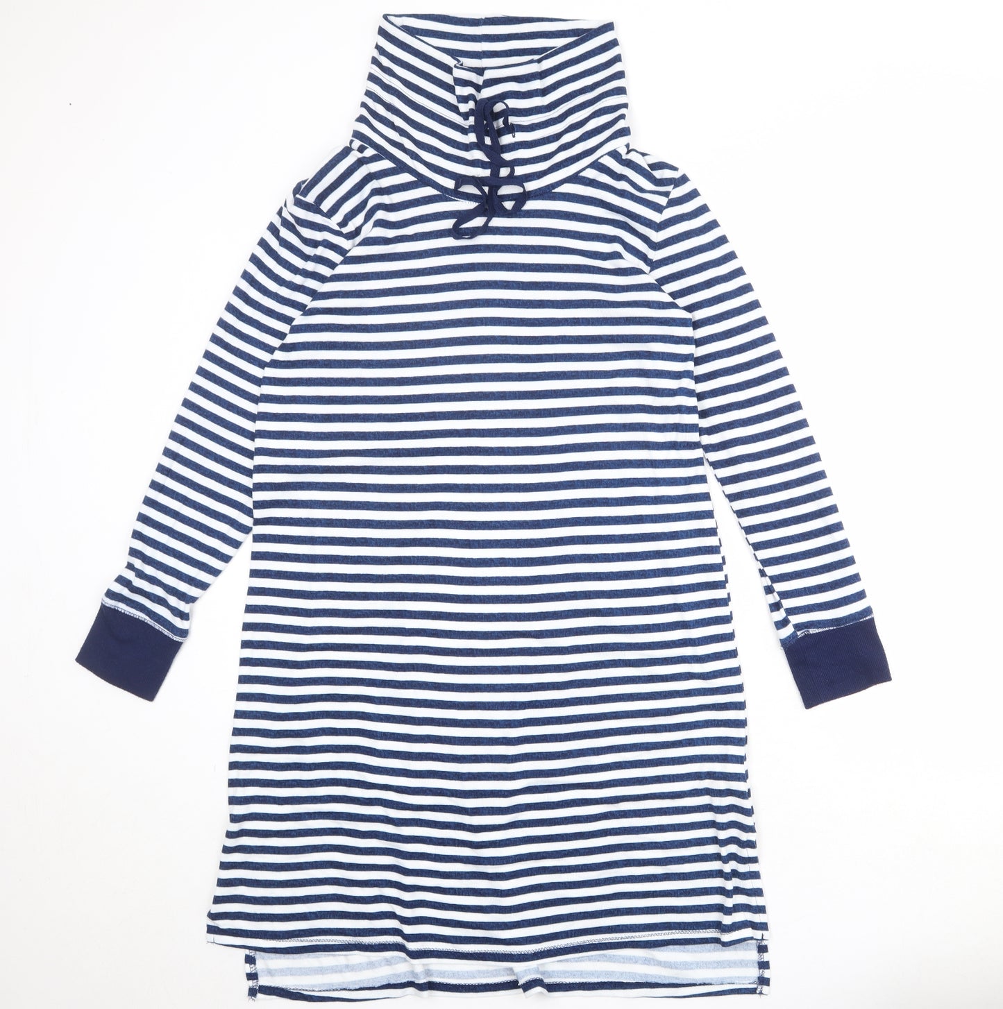 Carole Hochman Womens Blue Striped Polyester Jumper Dress Size S High Neck Pullover