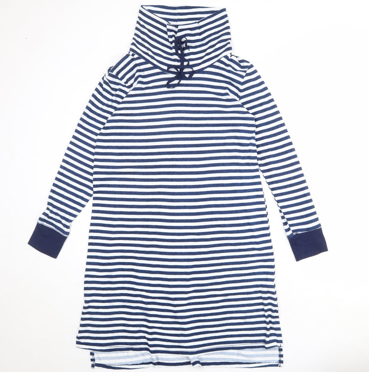 Carole Hochman Womens Blue Striped Polyester Jumper Dress Size S High Neck Pullover