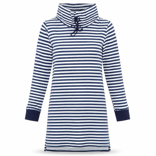 Carole Hochman Womens Blue Striped Polyester Jumper Dress Size S High Neck Pullover