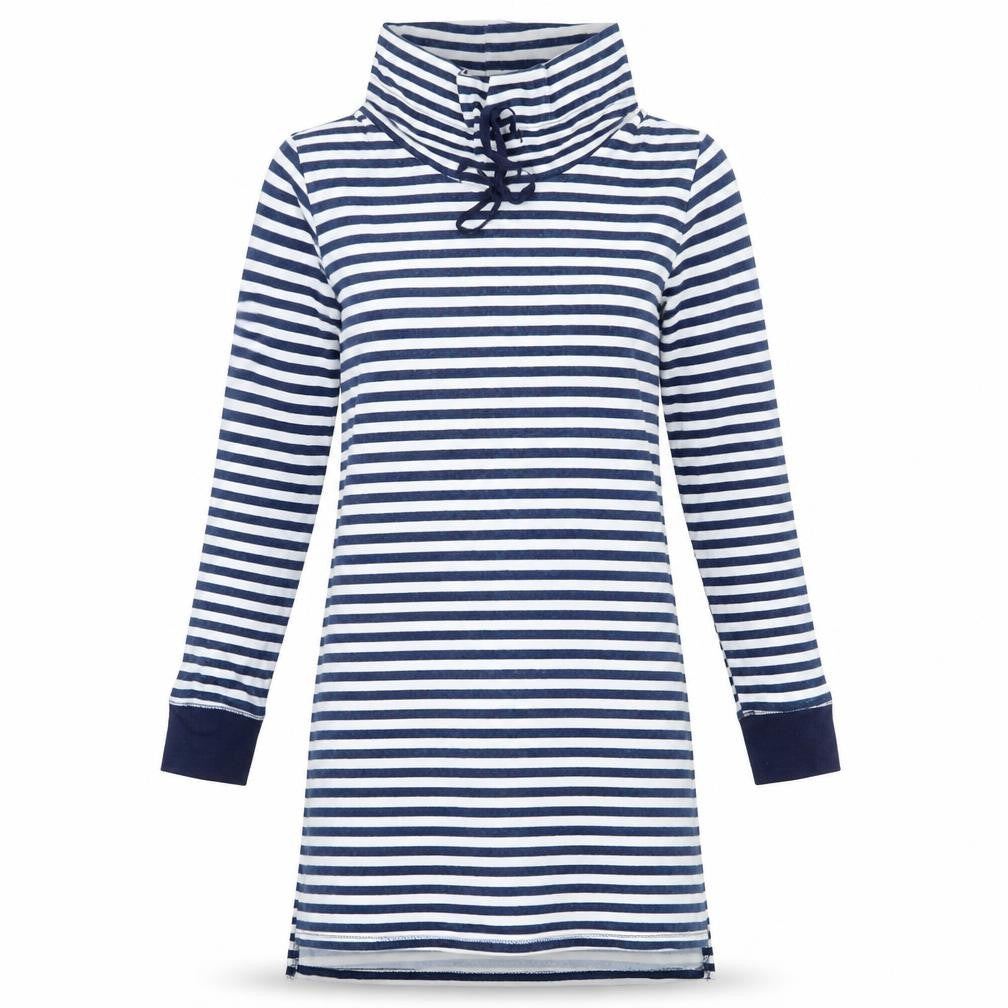 Carole Hochman Womens Blue Striped Polyester Jumper Dress Size S High Neck Pullover