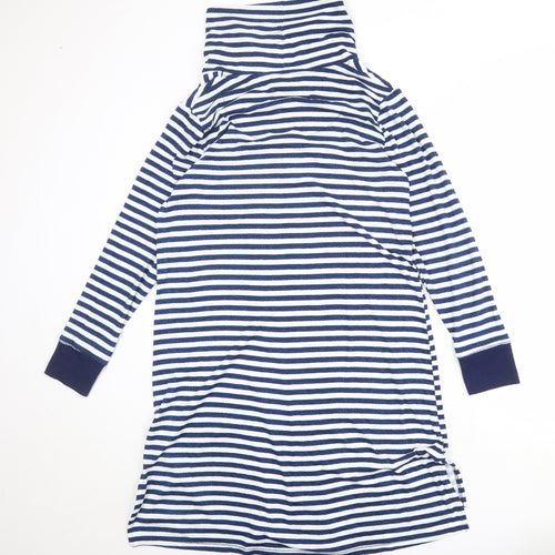Carole Hochman Womens Blue Striped Polyester Jumper Dress Size S High Neck Pullover