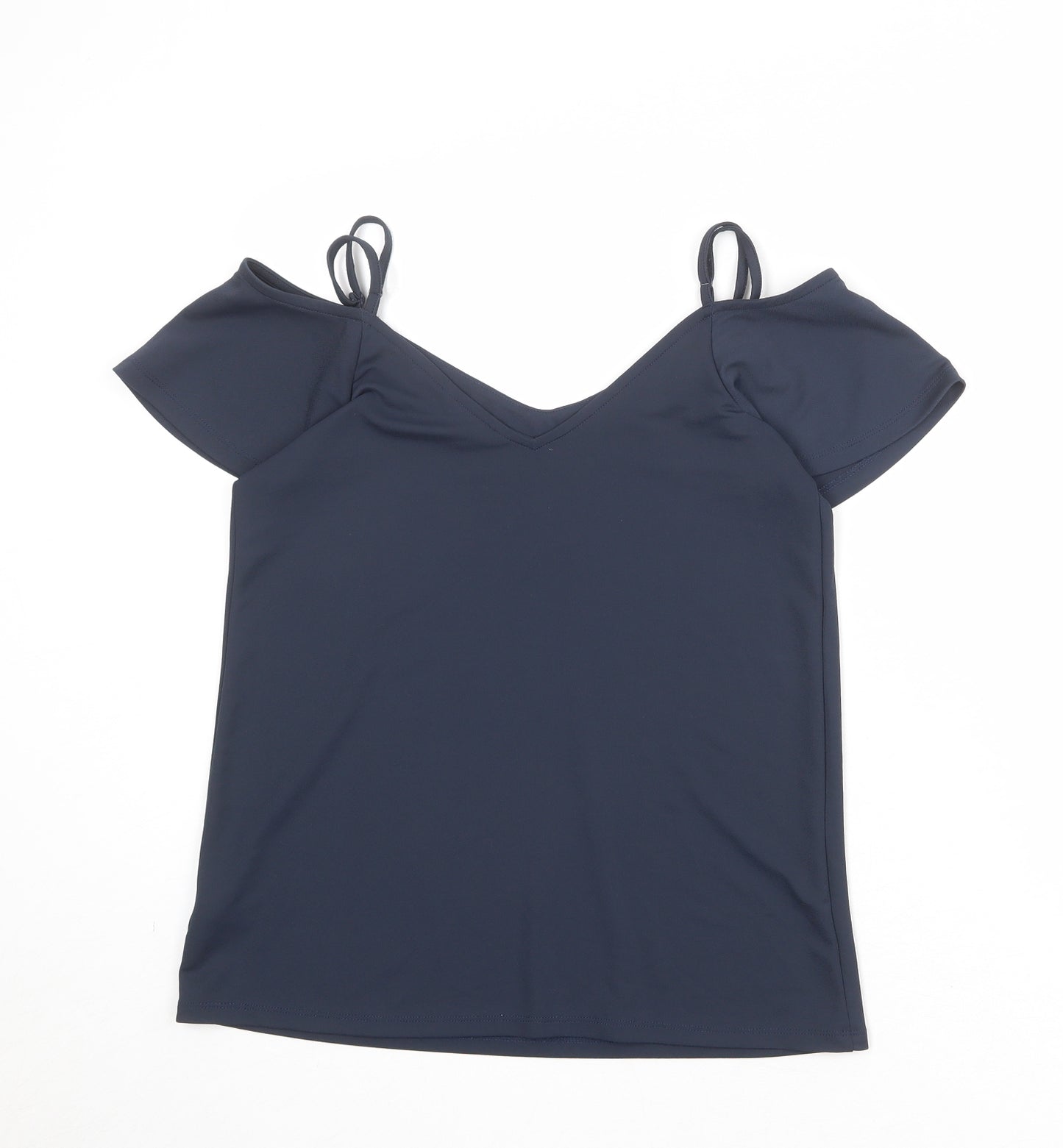 NEXT Womens Blue Polyester Basic Blouse Size 8 V-Neck - Cold Shoulder