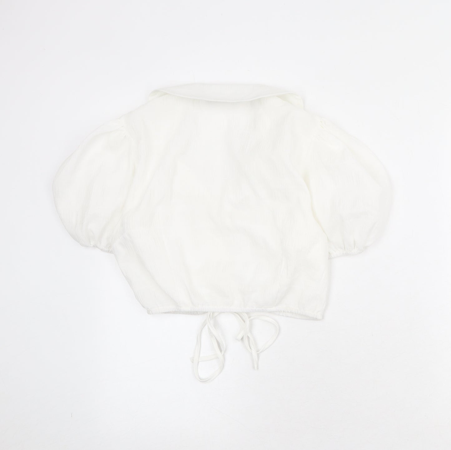 Boohoo Womens White Polyester Cropped Blouse Size 10 Collared