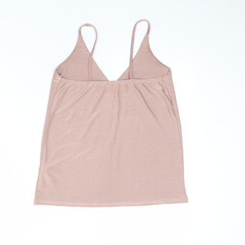 Boohoo Womens Pink Polyester Basic Tank Size 6 V-Neck