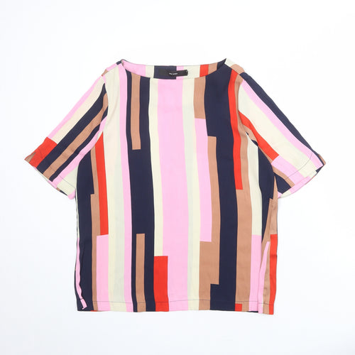 VERO MODA Womens Multicoloured Colourblock Polyester Basic Blouse Size L Round Neck