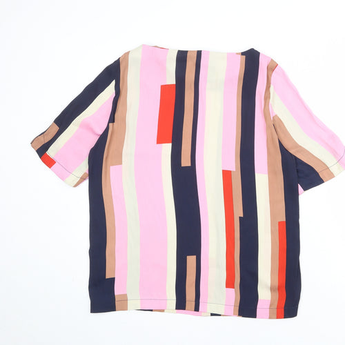 VERO MODA Womens Multicoloured Colourblock Polyester Basic Blouse Size L Round Neck
