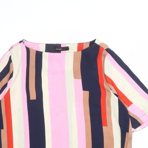 VERO MODA Womens Multicoloured Colourblock Polyester Basic Blouse Size L Round Neck