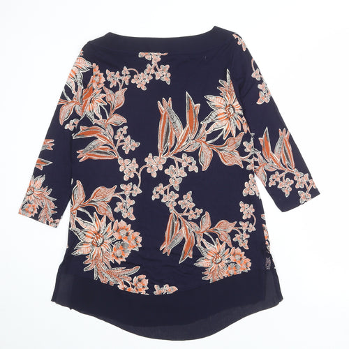 Marks and Spencer Womens Blue Floral Viscose Basic Blouse Size 12 Off the Shoulder