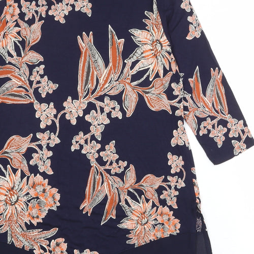 Marks and Spencer Womens Blue Floral Viscose Basic Blouse Size 12 Off the Shoulder