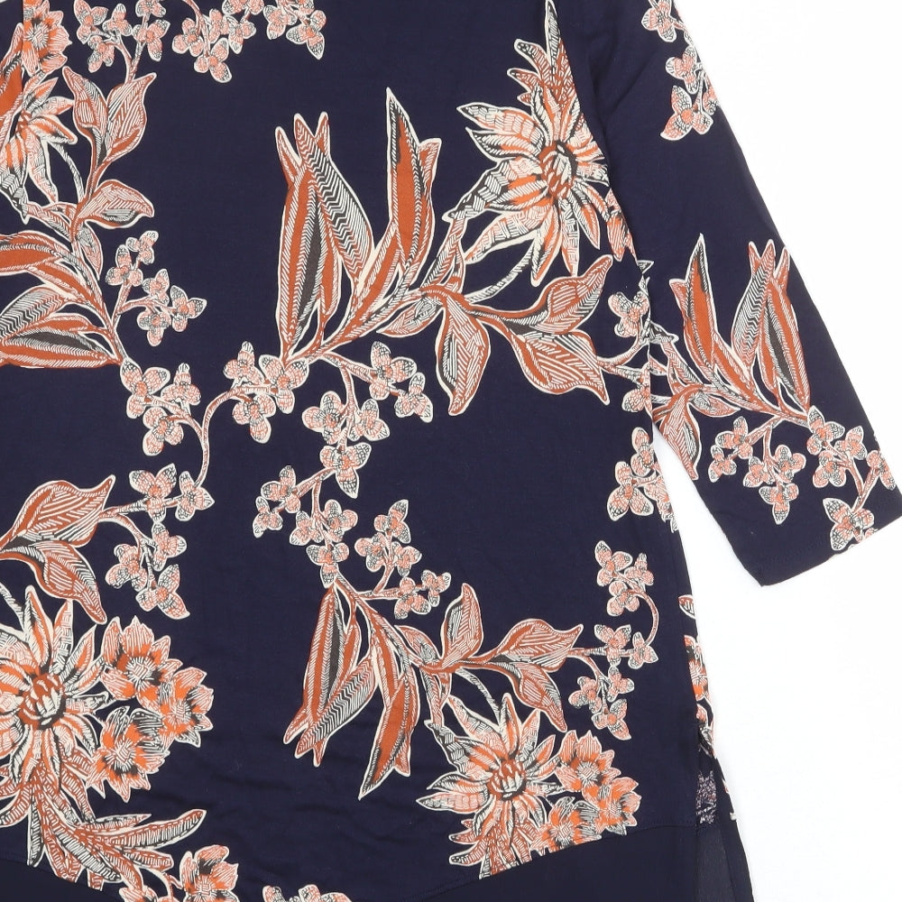 Marks and Spencer Womens Blue Floral Viscose Basic Blouse Size 12 Off the Shoulder