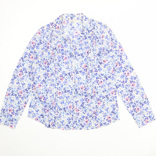Classic Womens Multicoloured Geometric 100% Cotton Basic Button-Up Size 10 Collared