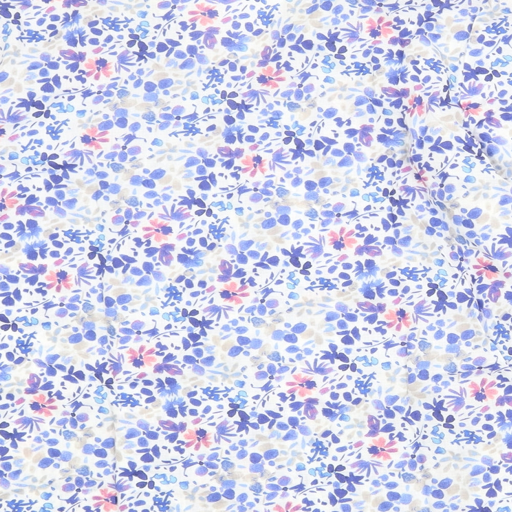 Classic Womens Multicoloured Geometric 100% Cotton Basic Button-Up Size 10 Collared