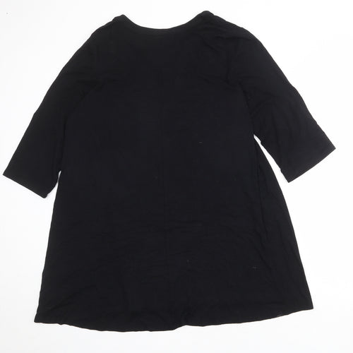 Yours Womens Black Viscose A-Line Size 20 V-Neck Zip