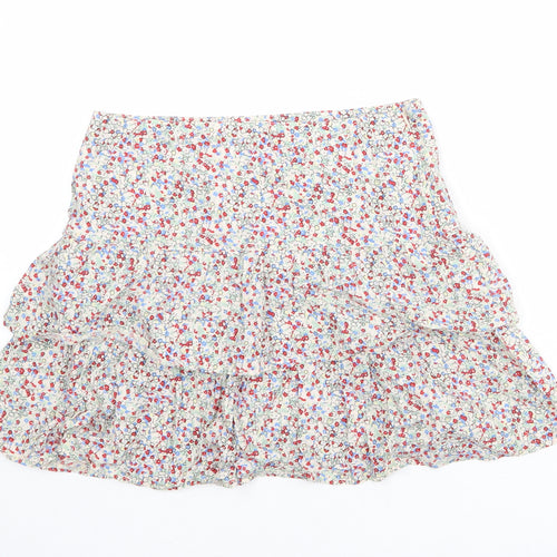 Oasis Womens Multicoloured Floral Cotton Skater Skirt Size 10 Zip
