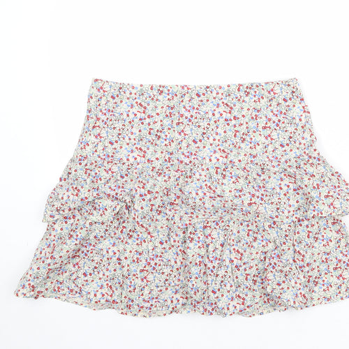 Oasis Womens Multicoloured Floral Cotton Skater Skirt Size 10 Zip
