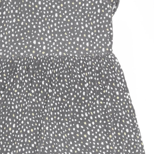 Wednesday's Girl Womens Grey Geometric Viscose T-Shirt Dress Size L Round Neck Button