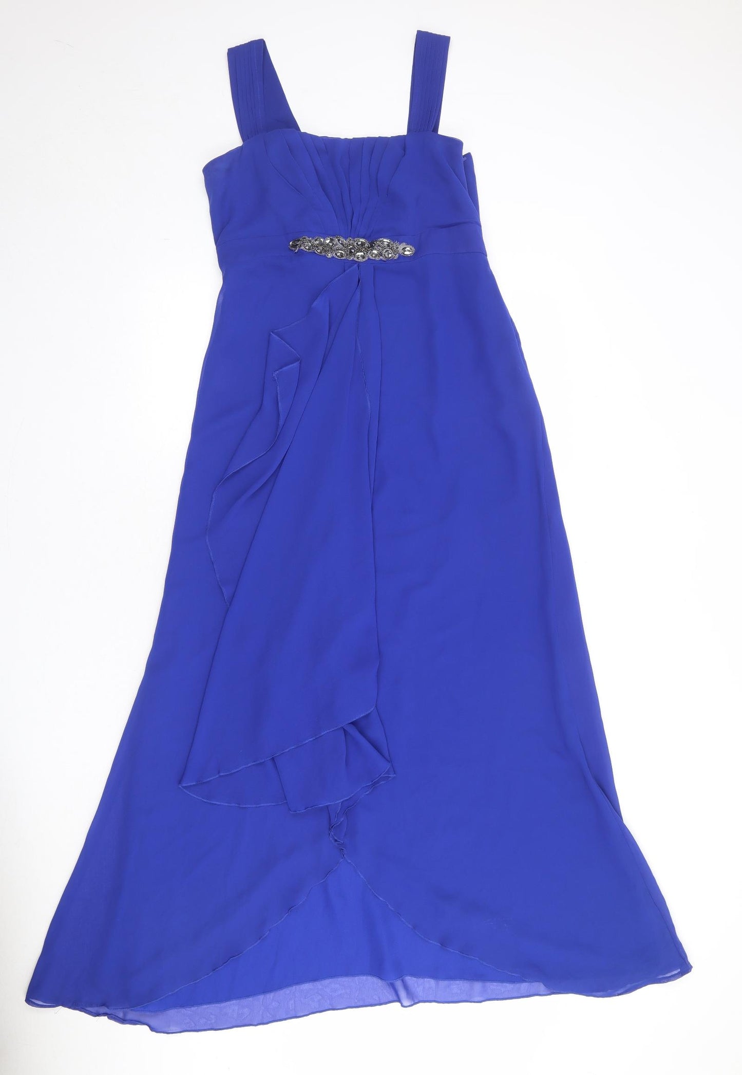 Per Una Womens Blue Polyester Ball Gown Size 10 Square Neck Zip