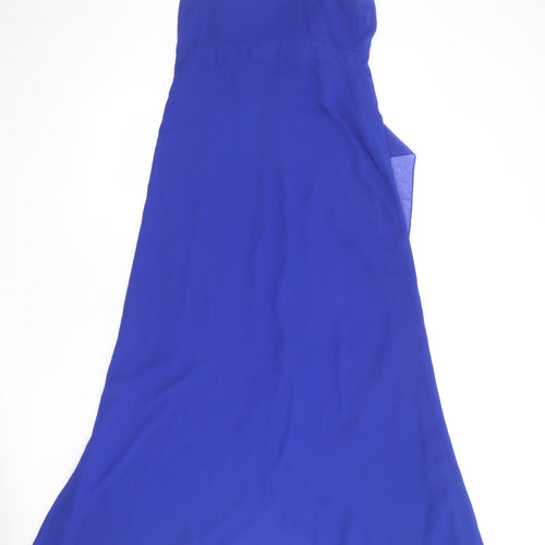 Per Una Womens Blue Polyester Ball Gown Size 10 Square Neck Zip