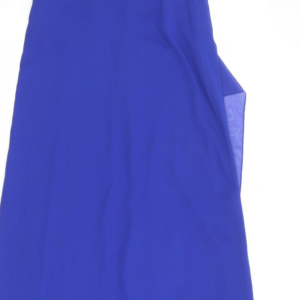 Per Una Womens Blue Polyester Ball Gown Size 10 Square Neck Zip