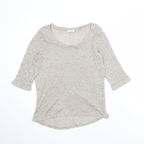 New Look Womens Beige Scoop Neck Acrylic Pullover Jumper Size 12