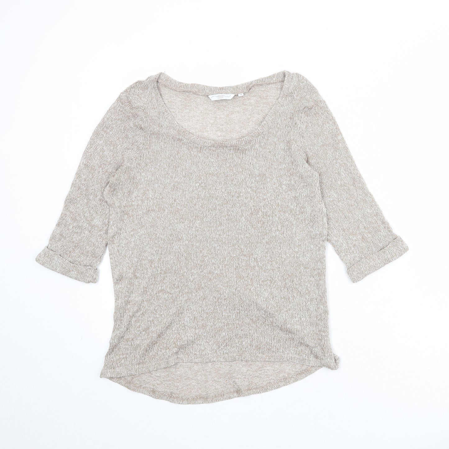 New Look Womens Beige Scoop Neck Acrylic Pullover Jumper Size 12