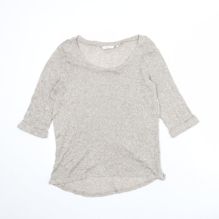 New Look Womens Beige Scoop Neck Acrylic Pullover Jumper Size 12