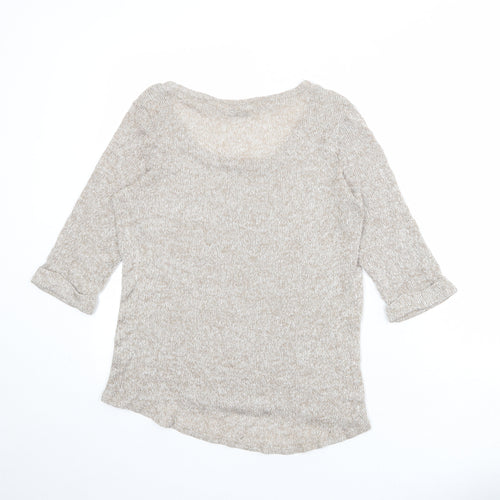 New Look Womens Beige Scoop Neck Acrylic Pullover Jumper Size 12