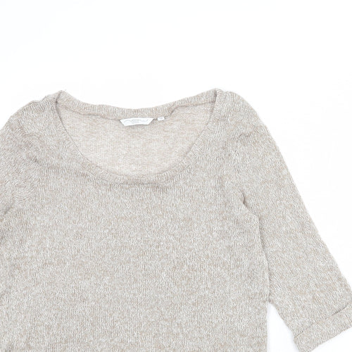 New Look Womens Beige Scoop Neck Acrylic Pullover Jumper Size 12