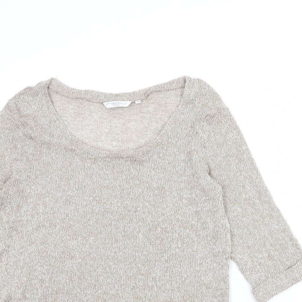 New Look Womens Beige Scoop Neck Acrylic Pullover Jumper Size 12