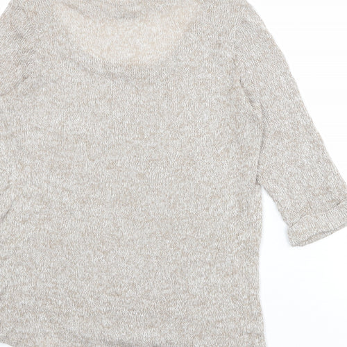 New Look Womens Beige Scoop Neck Acrylic Pullover Jumper Size 12