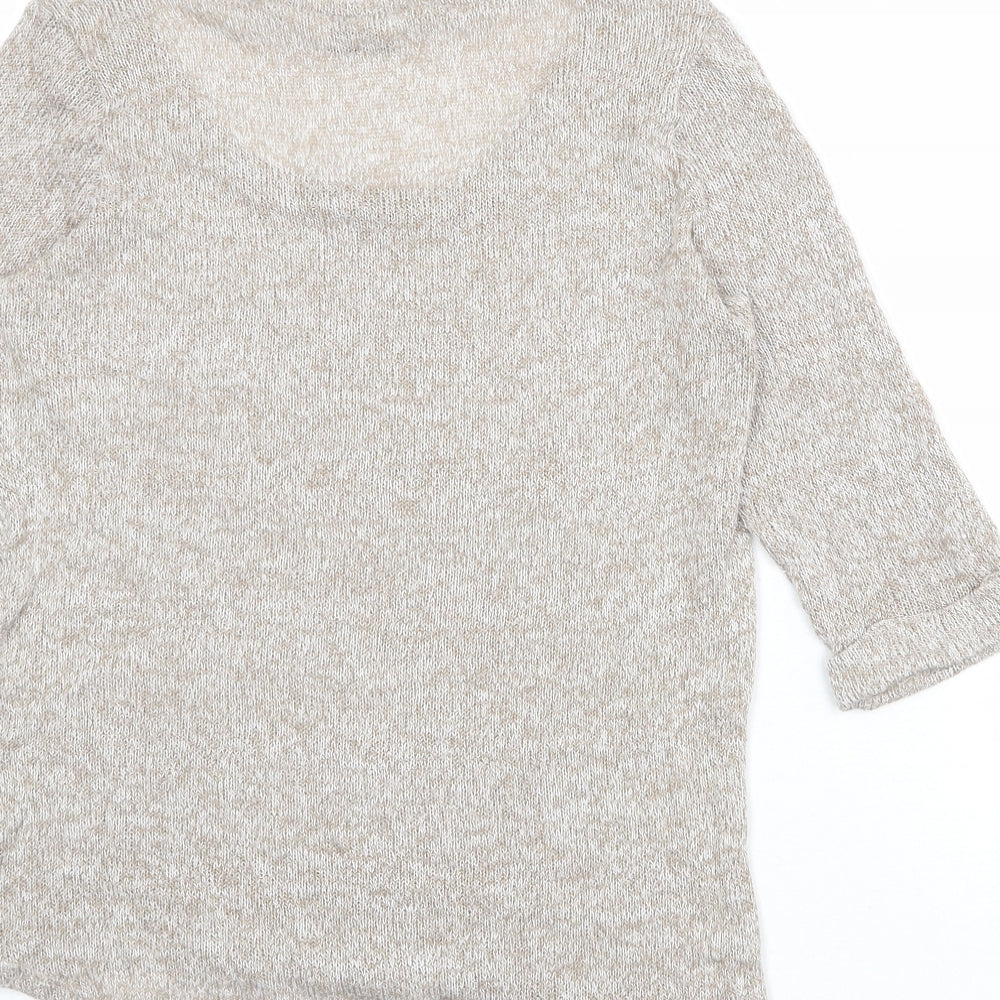 New Look Womens Beige Scoop Neck Acrylic Pullover Jumper Size 12