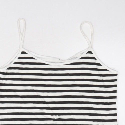 Select Womens Black Striped Cotton Basic Tank Size 16 Round Neck